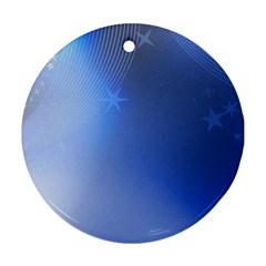 Blue Star Background Round Ornament (two Sides) by Amaryn4rt