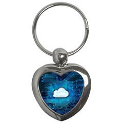 Circuit Computer Chip Cloud Security Key Chains (heart)  by Amaryn4rt