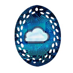 Circuit Computer Chip Cloud Security Ornament (oval Filigree) by Amaryn4rt
