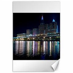 Cleveland Building City By Night Canvas 24  X 36  by Amaryn4rt