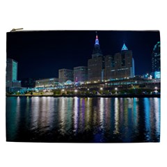 Cleveland Building City By Night Cosmetic Bag (xxl)  by Amaryn4rt