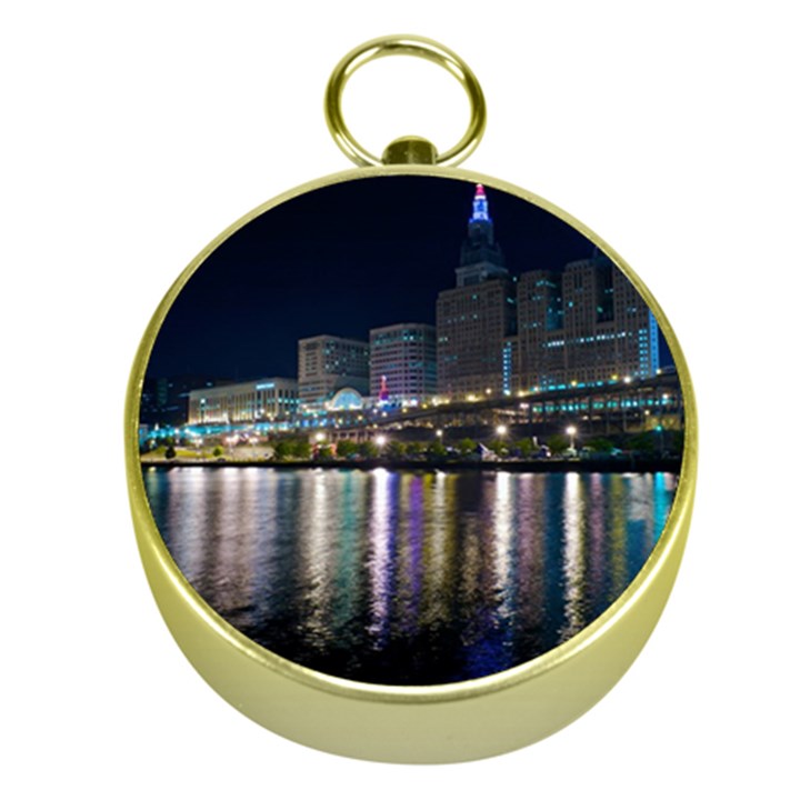 Cleveland Building City By Night Gold Compasses