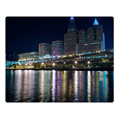 Cleveland Building City By Night Double Sided Flano Blanket (large)  by Amaryn4rt