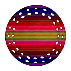 Fiesta Stripe Colorful Neon Background Ornament (round Filigree) by Amaryn4rt