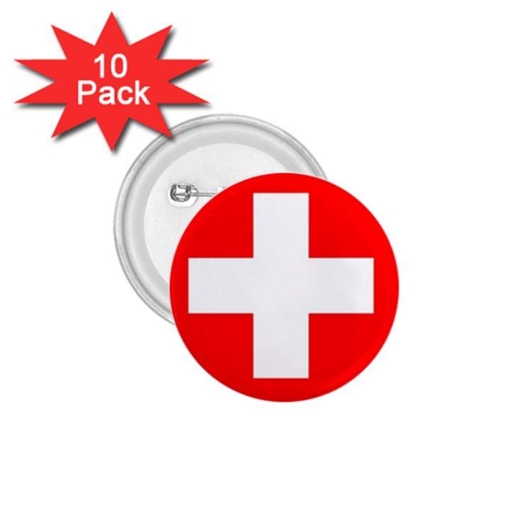 Flag Of Switzerland 1.75  Buttons (10 pack)