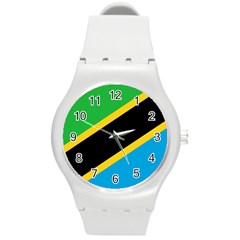 Flag Of Tanzania Round Plastic Sport Watch (m) by Amaryn4rt