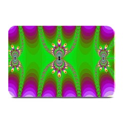 Green And Purple Fractal Plate Mats by Amaryn4rt