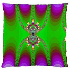 Green And Purple Fractal Large Flano Cushion Case (one Side) by Amaryn4rt