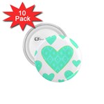 Green Heart Pattern 1.75  Buttons (10 pack) Front