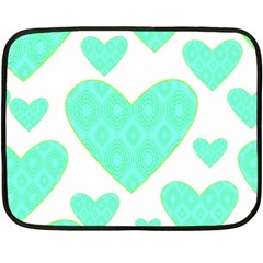 Green Heart Pattern Double Sided Fleece Blanket (mini)  by Amaryn4rt