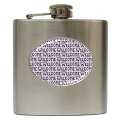 Welcome Letters Pattern Hip Flask (6 Oz) by dflcprints