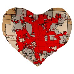 Map Of Franklin County Ohio Highlighting Columbus Large 19  Premium Flano Heart Shape Cushions