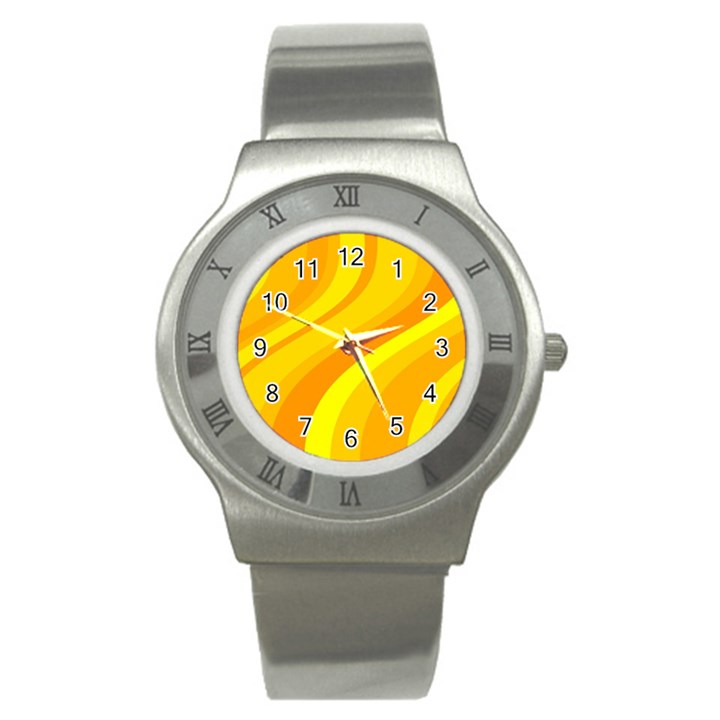 Orange Yellow Background Stainless Steel Watch