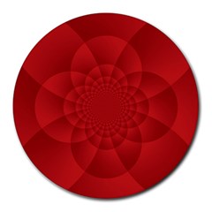 Psychedelic Art Red  Hi Tech Round Mousepads by Amaryn4rt