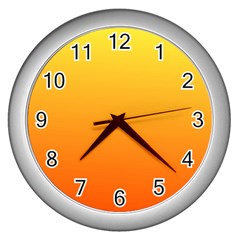 Rainbow Yellow Orange Background Wall Clocks (silver)  by Amaryn4rt