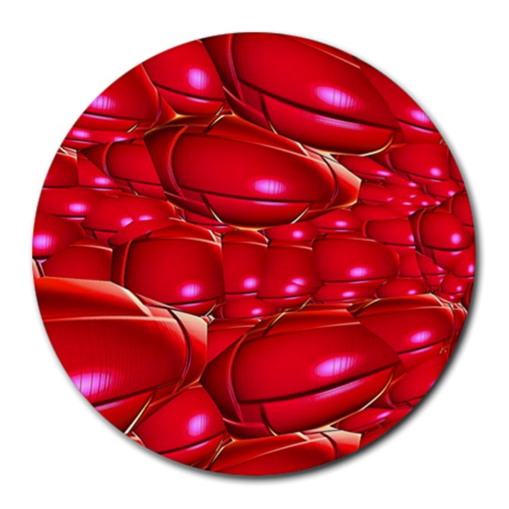 Red Abstract Cherry Balls Pattern Round Mousepads