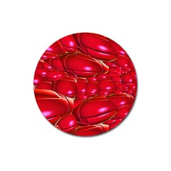 Red Abstract Cherry Balls Pattern Magnet 3  (round) by Amaryn4rt