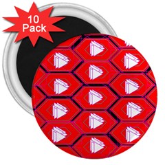 Red Bee Hive 3  Magnets (10 Pack)  by Amaryn4rt