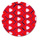 Red Bee Hive Magnet 5  (Round) Front