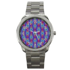 Red Blue Bee Hive Sport Metal Watch by Amaryn4rt