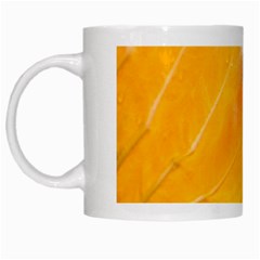 Wet Yellow And Green Leaves Abstract Pattern White Mugs