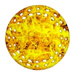 Yellow Abstract Background Round Filigree Ornament (Two Sides) Front