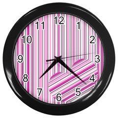 Pink Love Pattern Wall Clocks (black) by Valentinaart