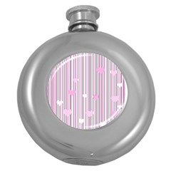 Pink Love Round Hip Flask (5 Oz) by Valentinaart