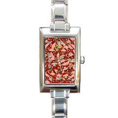 Pizza Pattern Rectangle Italian Charm Watch by Valentinaart