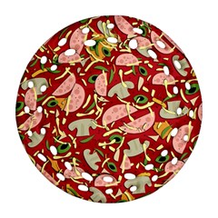 Pizza Pattern Round Filigree Ornament (two Sides) by Valentinaart