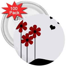 Flowers 3  Buttons (100 Pack) 