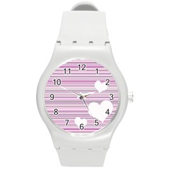 Pink Valentines Day Design Round Plastic Sport Watch (m)