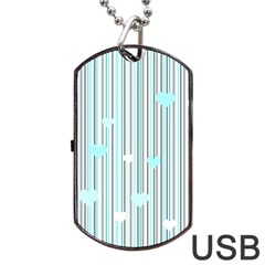 Cyan Love Dog Tag Usb Flash (one Side)