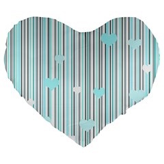 Cyan Love Large 19  Premium Heart Shape Cushions