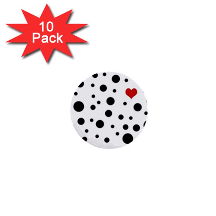 Dots and hart 1  Mini Buttons (10 pack) 