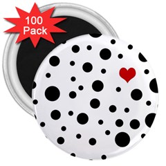 Dots and hart 3  Magnets (100 pack)