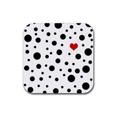 Dots and hart Rubber Coaster (Square) 