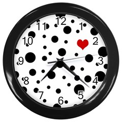 Dots and hart Wall Clocks (Black)