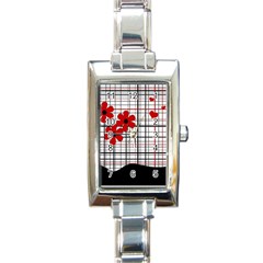 Cute Floral Desing Rectangle Italian Charm Watch