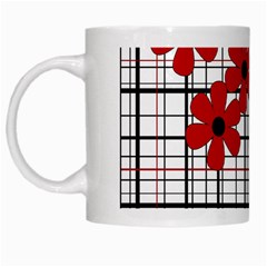 Cute Floral Desing White Mugs