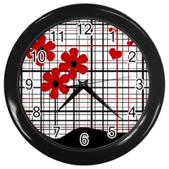 Cute Floral Desing Wall Clocks (black)