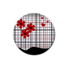 Cute Floral Desing Rubber Coaster (round) 