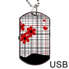 Cute Floral Desing Dog Tag Usb Flash (two Sides)