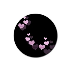 Pink Harts Design Rubber Coaster (round) 