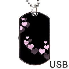 Pink Harts Design Dog Tag Usb Flash (one Side)