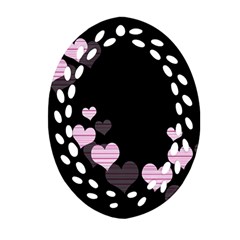 Pink Harts Design Ornament (oval Filigree)