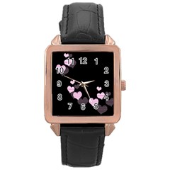 Pink Harts Design Rose Gold Leather Watch 