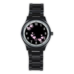 Pink Harts Design Stainless Steel Round Watch