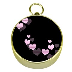 Pink Harts Design Gold Compasses