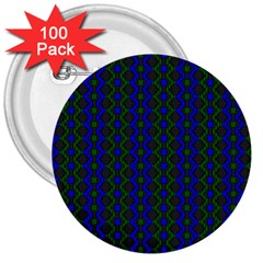 Split Diamond Blue Green Woven Fabric 3  Buttons (100 pack) 